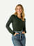 Women's Merino Blend Crew Neck Long Sleeve T-Shirt - Dark Elm WO1 [7056]