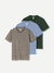 Men's Pima Cotton Crew Neck T-Shirt 3-Pack - Boulder Stripe Smoke Mix L