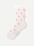 Modern Rib Half Calf Socks - pink floral L [10394]