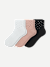 Women’s Rhinestone Rib Quarter Sock 3-Pack - apricot mix L [10289]