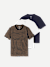 Women's Pima Cotton Crew Neck T-Shirt 3-Pack - Stripe Navy White Mix L