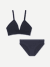 Women's Seamless Triangle Bralette + Bikini - Midnight Navy L