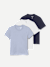 Women's Pima Cotton Slim Crew Neck T-Shirt 3-Pack - Skysail White Navy Mix L