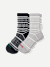Fair Isle Half Calf Sock 2-Pack Gift Box - navy grey mix L [10232]