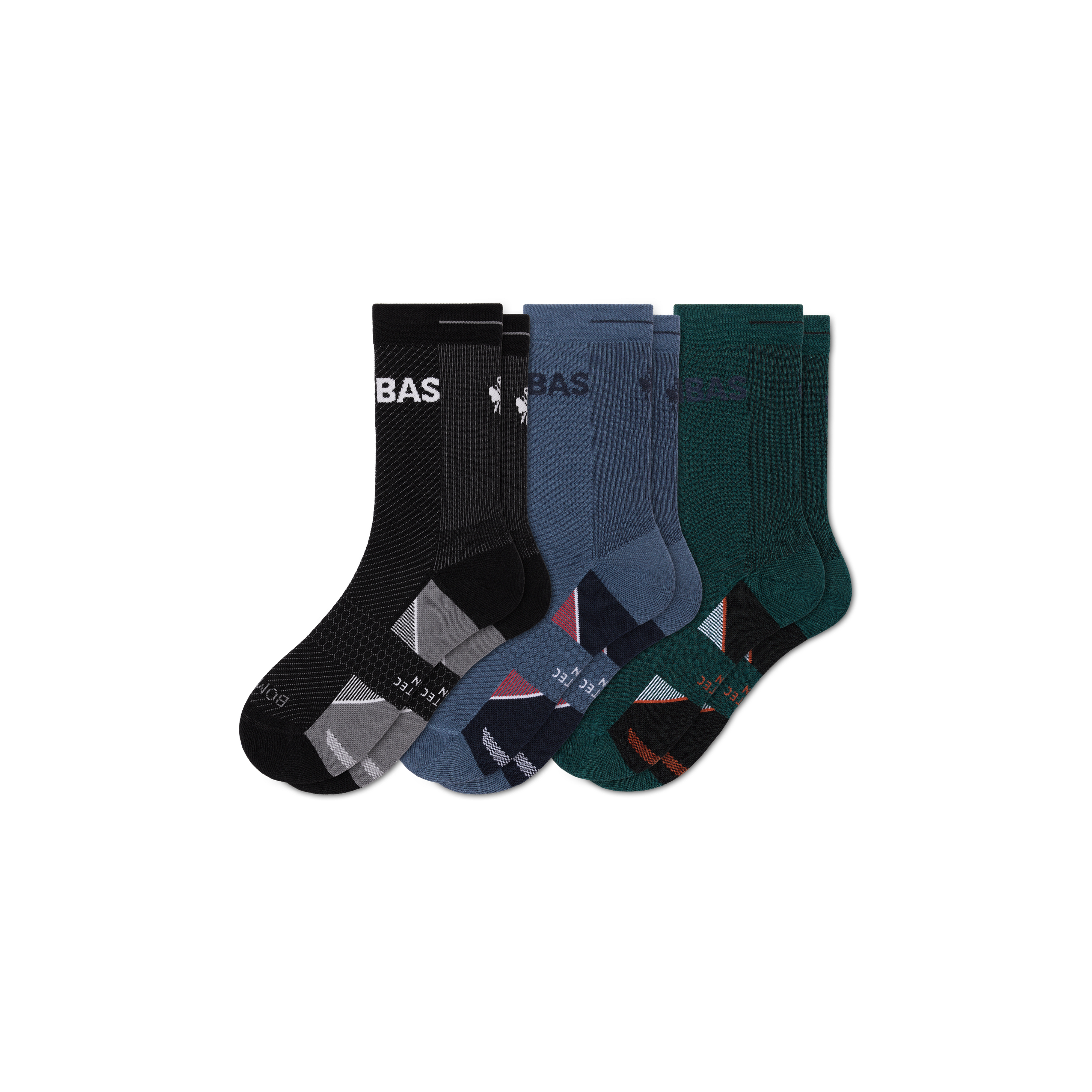 Men's Bombas Half Calf Running Sock 3-Pack - Black