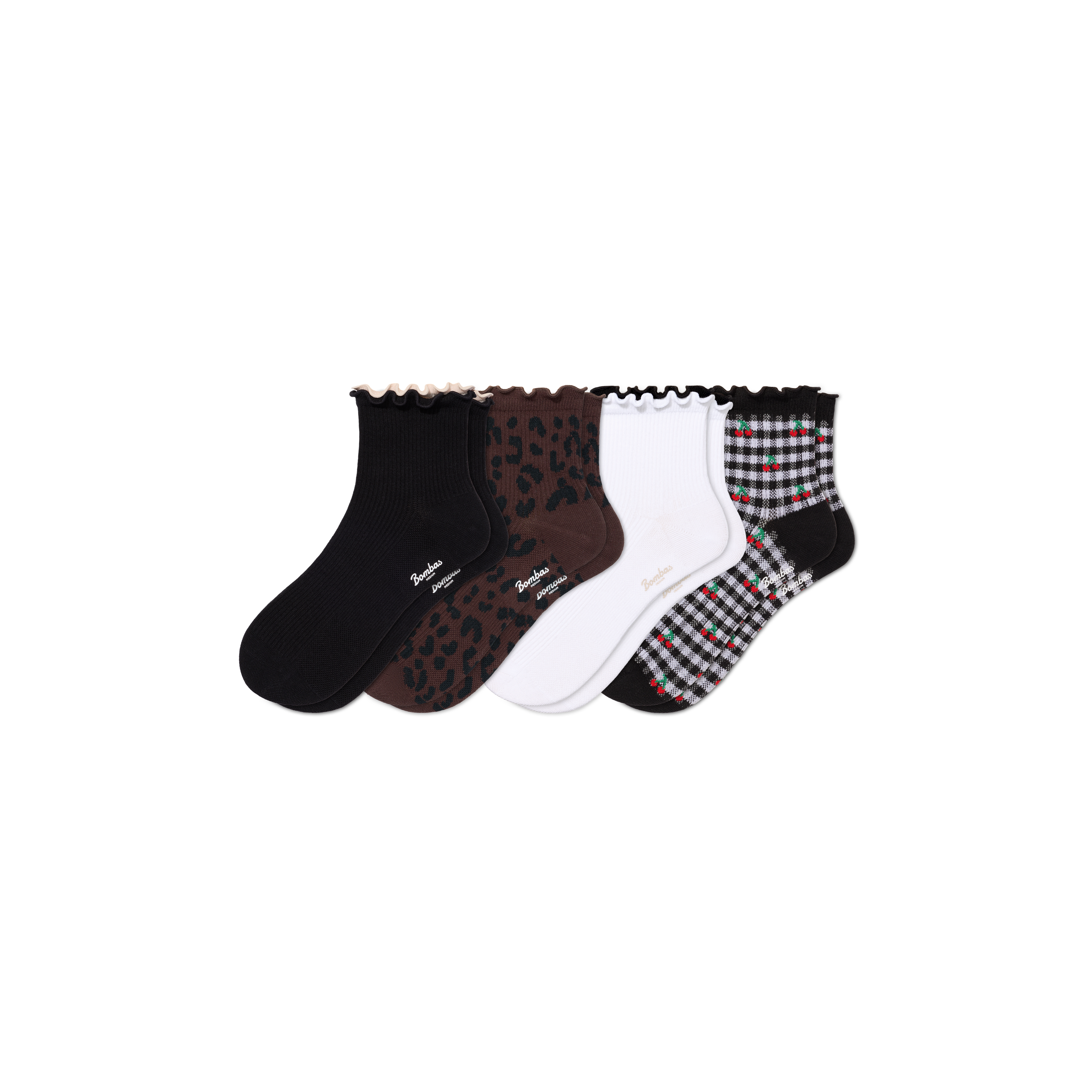 Bombas Women's Ruffle Rib Quarter Sock 4-Pack