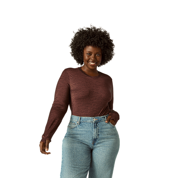 Women's Merino Wool Blend Crew Neck Long Sleeve T-Shirt 