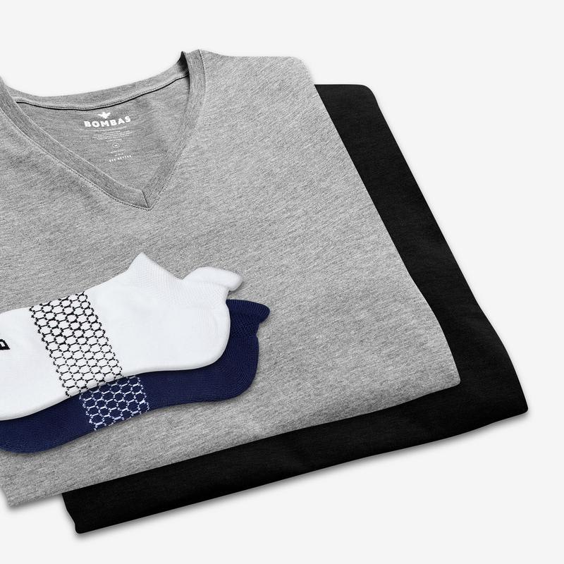 Men's V-Neck T-Shirt & Calf Sock 6-Pack