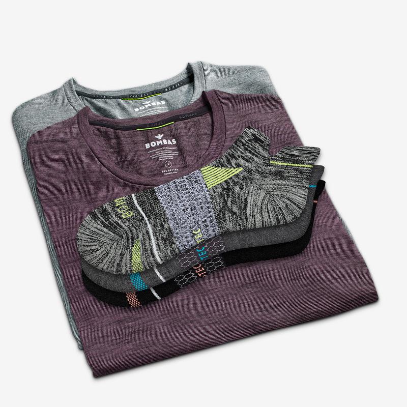 Women's Merino Crew Neck T-Shirt & Merino Running Ankle Sock 4-Pack