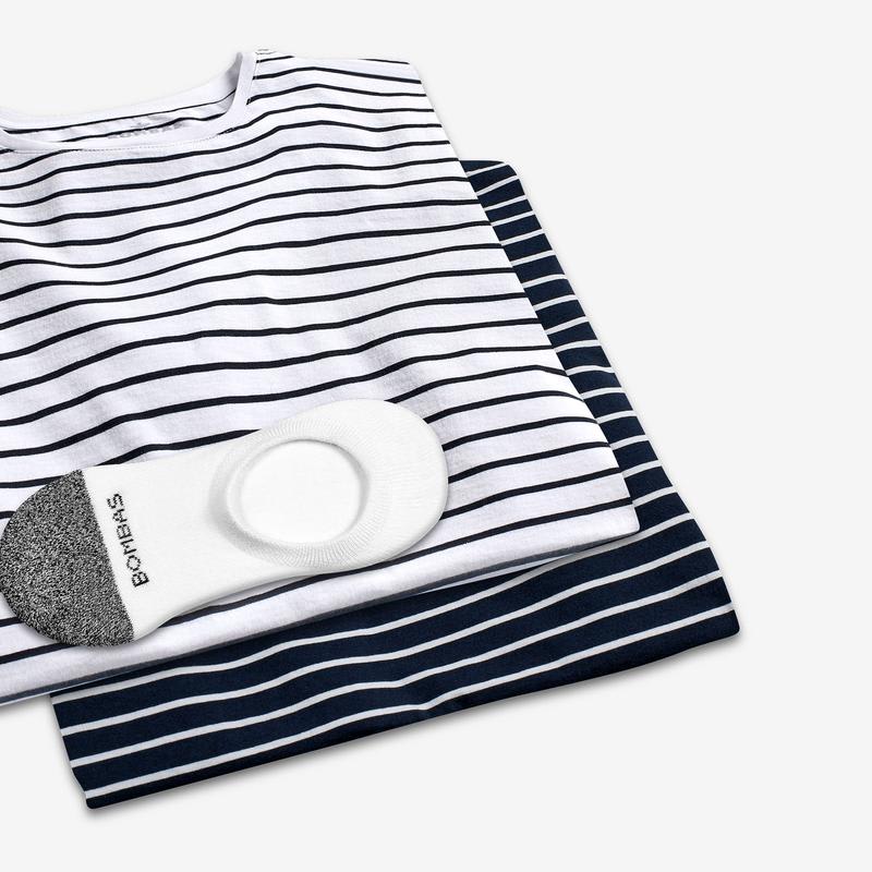 Men's Pima Cotton Nautical Stripe T-Shirt & No Show Sock 6-Pack