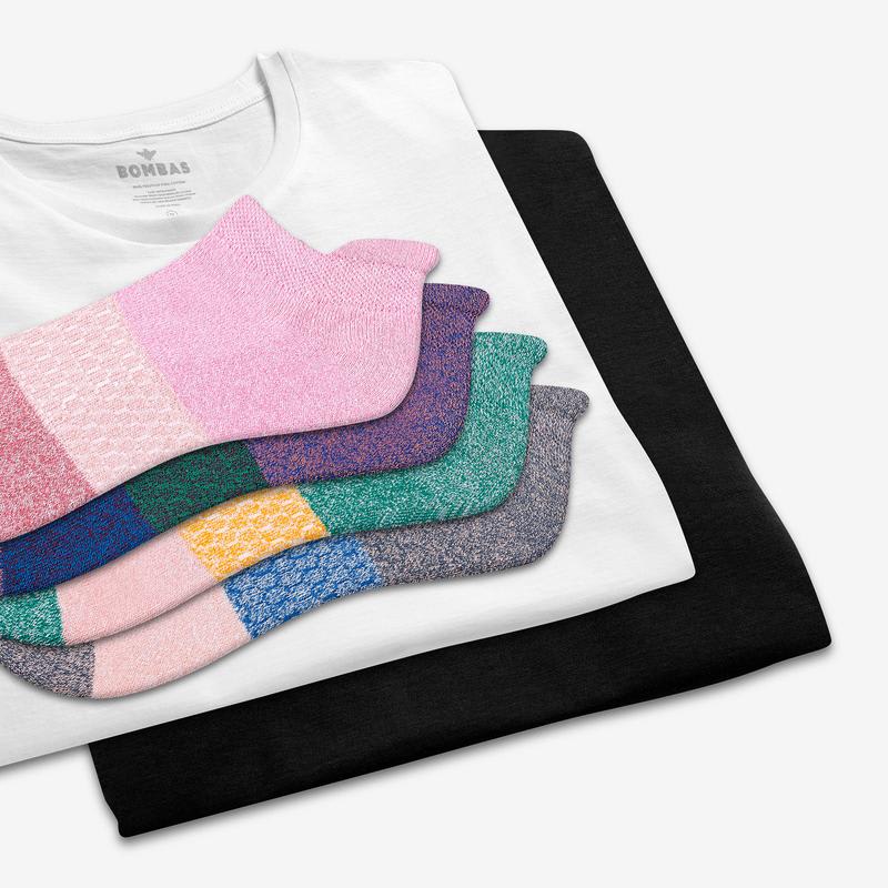 Women's Crew Neck T-Shirt & Tri-Block Ankle Sock 8-Pack