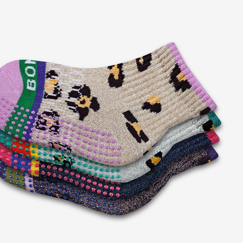 Toddler Sparkle Leopard Gripper Calf Sock 4-Pack