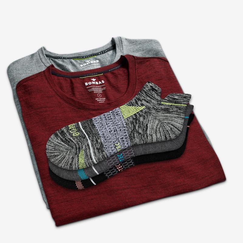 Men's Merino Crew Neck T-Shirt & Merino Running Ankle Sock 4-Pack