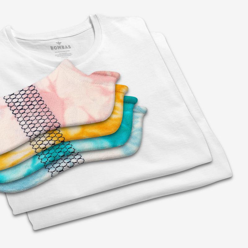 Women's Crew Neck T-Shirt & Tie Dye Ankle Sock 6-Pack