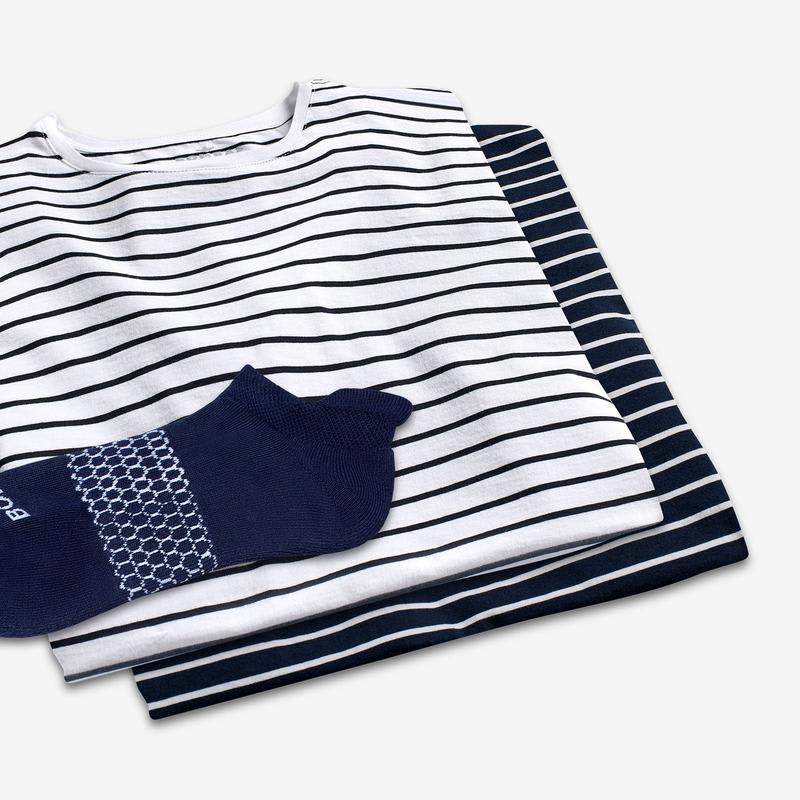 Men's Pima Cotton Nautical Stripe T-Shirt & Ankle Sock 6-Pack
